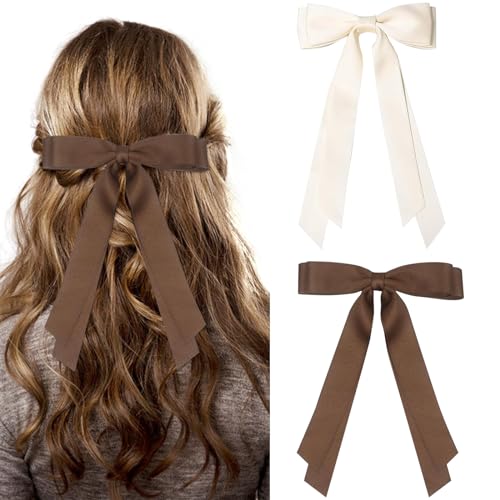 2 Stück Schleife Haare Damen, Haarschleife, Schleifen Haarspange, Schleifen Haare Mädchen Hair Bows für Party, Frauen, Mädchen (Beige Braun) von ARVOV