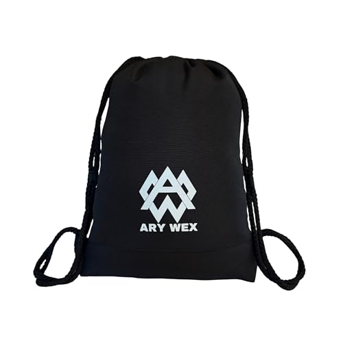 ARY WEX Turnbeutel mit Reißverschluß Drawstring Sporttaschen Wasserdicht Sportbeutel Verstellbar Tunnelzug Rucksack Gymnastikbeutel Unisex, Radfahren, Klettern, Laufen, Spielen,(Schwarz) von ARY WEX