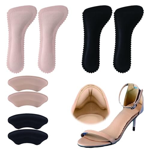ARYIMYDP 2 Paar Einlagen Schuhe Damen und 2 Paar Heel Pads, Anti Rutsch Pads Schuhe, Weiche Selbstklebende Einlegesohlen Damen für Hohe Absätze, Sandalen von ARYIMYDP