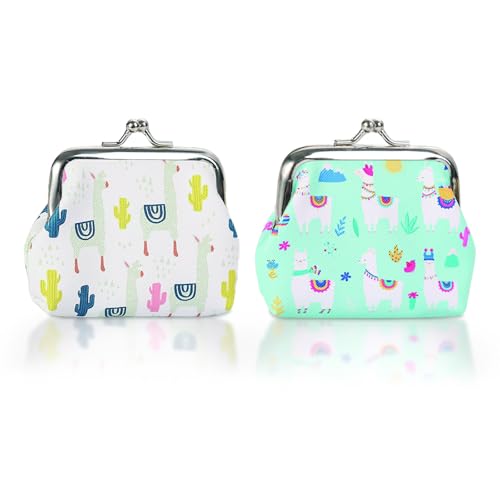 ARYIMYDP 2 Stück Brustbeutel Kinder für Junge und Mädchen, Geldbeutel Portmonee Kinder, Niedliche Mini-Schnallen-Münzgeldbörsen, Süßes Cartoon-Münztäschchen(Alpaka) von ARYIMYDP