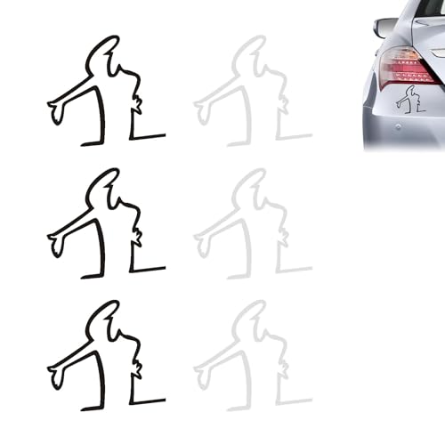 ARYIMYDP 6 Stück Auto Aufkleber Groß Comic Style, Wutmann Aufkleber Für Auto Laptop Koffer, Schwarz Weiß Vintage Design, Selbstklebend Wasserdicht (8x8cm) von ARYIMYDP
