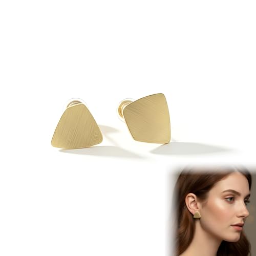 ARYIMYDP Schmerzfreie Ohrclips Gold aus Vergoldet in Quadratform, Ohrringe Ohne Ohrloch Clip Ohrringe, Geometrische Goldauflage für Damen/Mädchen Ohne Ohrlöcher von ARYIMYDP