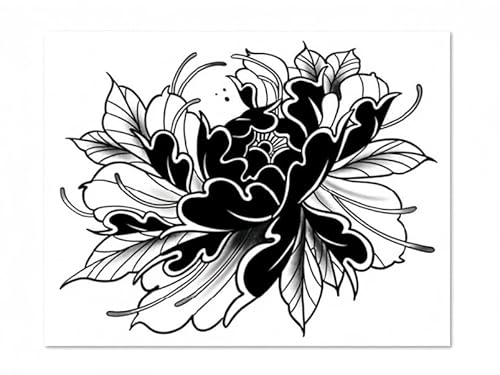 ARYU 2 KräUter Tattoo Aufkleber Pfingstrose Blumen SchlüSselbein Schulter Muster Saft MäNner Und Frauen Modelle Wasserdicht 14 × 18cm von ARYU