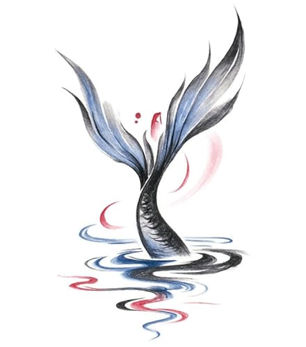 ARYU 20 StüCk Handgemalte, Personalisierte, Farbenfrohe Tattoo-Aufkleber Mit Fischschwanzmotiv FüR Arme Und Schultern Von Frauen, Wasserfest, Langlebig Und Abriebfest von ARYU