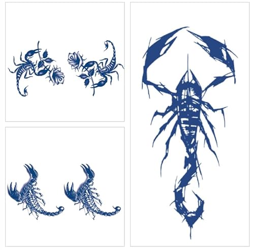 ARYU 3 Kräutersaft Tattoo Realistische Persönlichkeit Skorpion Tattoo Aufkleber Blume Arm Blume Bein Männer und Frauen Wasserdicht Nicht-Reflektierend von ARYU