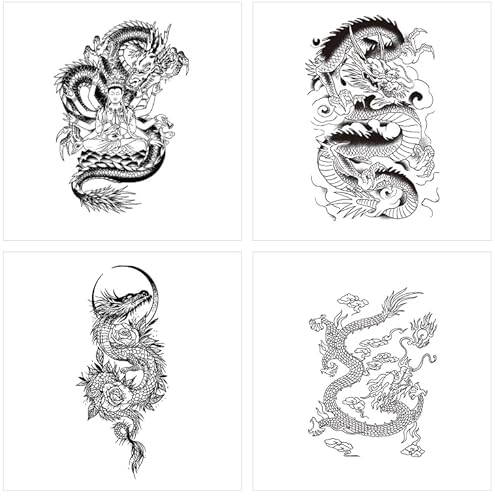 ARYU 4 Chinesische Drachensaft KräUter Tattoo Aufkleber Wasserdicht Langlebig Arm Waschen Nicht Abfallen Nicht-Reflektierende MäNner Und Frauen Semi-Permanent von ARYU