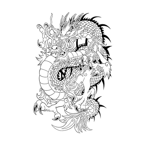 ARYU 4 Drachen Einfache Tattoo-Aufkleber Pflanzliche MäNner Und Frauen Wasserdicht Langlebig Personalisierte Nicht-Reflektierende Semi-Permanente TäTowierungen von ARYU