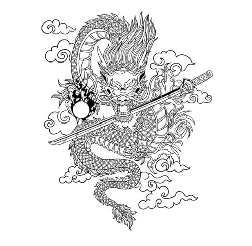 ARYU 4 Drachen Einfache Tattoo-Aufkleber Pflanzliche MäNner Und Frauen Wasserdicht Langlebig Personalisierte Nicht-Reflektierende Semi-Permanente TäTowierungen von ARYU