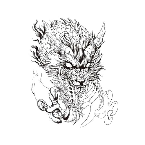 ARYU 4 Drachen Einfache Tattoo-Aufkleber Pflanzliche MäNner Und Frauen Wasserdicht Langlebig Personalisierte Nicht-Reflektierende Semi-Permanente TäTowierungen von ARYU