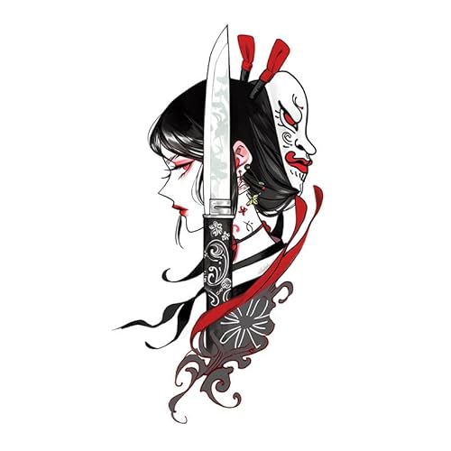 ARYU 4 Geisha-Dolch-Farb-Tattoo-Aufkleber Wasserdicht Langanhaltend Waschbar MäDchen-Arm-Brust-RüCken-Aufkleber von ARYU