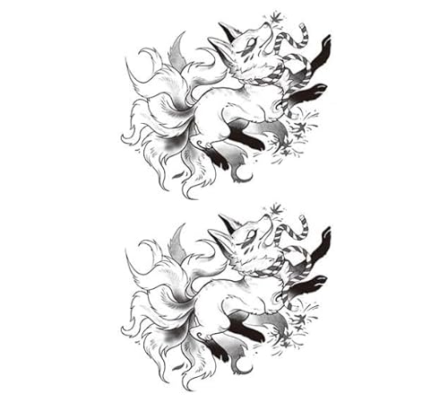 ARYU 4 NeunschwäNzige -KräUter-Tattoo-Aufkleber Wasserdicht MäNner Und Frauen Dauerhafte Semi-Permanente Aufkleber Dunkle Abteilung Brust-Arm von ARYU