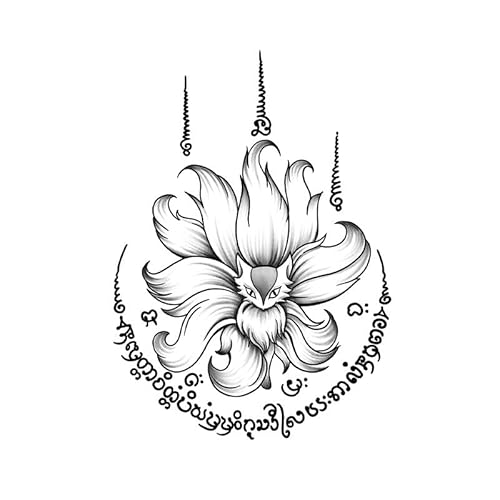 ARYU 4 NeunschwäNzige -KräUter-Tattoo-Aufkleber Wasserdicht MäNner Und Frauen Dauerhafte Semi-Permanente Aufkleber Dunkle Abteilung Brust-Arm von ARYU