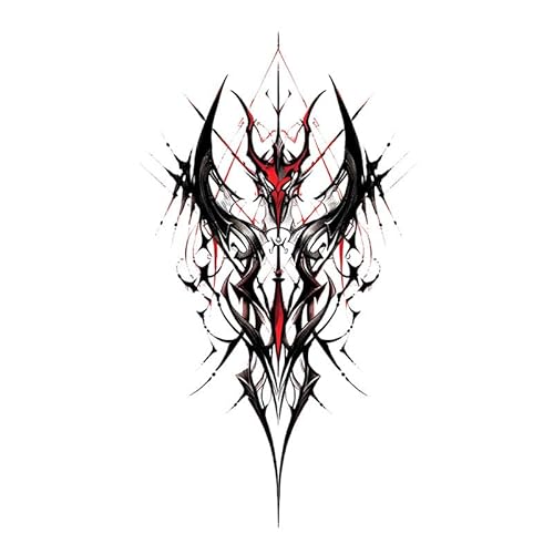 ARYU 4 Schwarze Und Rote Masken Farbe Tattoo-Aufkleber Wasserdicht Langlebig MäNner Und Frauen Sommer Arm Und Bein Aufkleber von ARYU