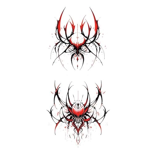 ARYU 4 Spinne Schwarz Und Rot Farbe Tattoo-Aufkleber Wasserdicht Langlebig MäNner Und Frauen Sommer Brust Aufkleber von ARYU