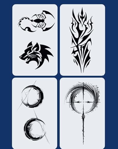 ARYU 4PCS Cool Geometric Waterproof Tattoo Stickers for Men |Semi-Permanent Non-Reflective Realistic Chest & Arm Design! von ARYU