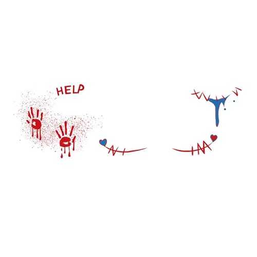 ARYU 6 Blutige Hand Narbe Gesicht Aufkleber Tattoo Aufkleber MäDchen Halloween Cartoon Nachahmung Make-Up Niedlich Leistung MäDchen Gesicht Make-Up Wasserdicht Dauerhafte von ARYU