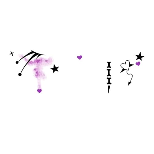 ARYU 6 Liebe Sterne Gesicht Aufkleber Tattoo Aufkleber Wasserdicht Langlebig Teenager MäDchen Halloween Cartoon Nachahmung Make-Up Niedlich Leistung MäDchen Gesicht Make-Up von ARYU
