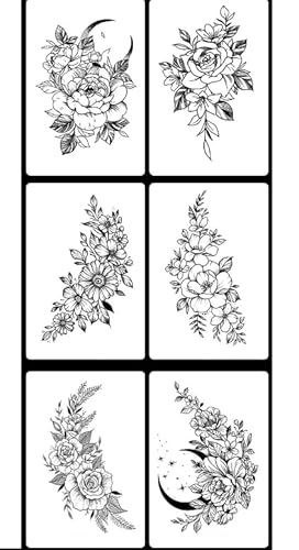 ARYU 6 Pflanzliche Blumen Pflanzliche Tattoo-Aufkleber MäNner Und Frauen Wasserdicht Dauerhafte Saft Semi-Permanente Arm SchlüSselbein Simulation Tattoo Nicht Reflektierend von ARYU