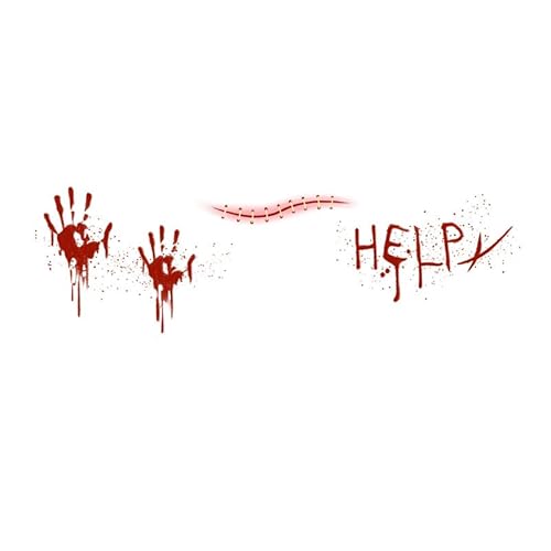 ARYU 6 Vernarbte Blutige Hand Gesicht Aufkleber Tattoo Aufkleber Wasserdicht Langlebig Teenager MäDchen Halloween Nachahmung Make-Up Cartoon Niedlich Leistung MäDchen Gesicht Make-Up von ARYU
