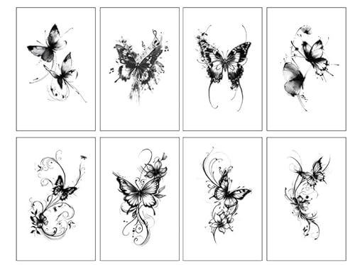 ARYU 8 Schmetterling Kraut Tattoo Aufkleber Wasserdicht Sweatproof MäNner Und Frauen Dauerhafte Semi-Permanente Blume Arm Senior Sinn FüR Saft Arm von ARYU