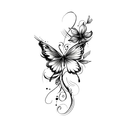 ARYU 8 Schmetterlings-Blumen-Tattoo-Aufkleber FüR Frauen, Simuliert, Wasserfest Und Langlebig Hd-013 ARYU 8 Schmetterlings-Blumen-Tattoo-Aufkleber FüR Frauen, Simuliert, Wasserfest Und Langlebig Hd-013 von ARYU
