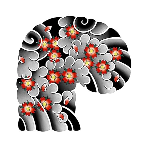 ARYU Cherry Blossom Waves Half Armor Tattoo Sticker Large Flower Arm Chest Large Pattern Men And Women Waterproof Tattoo Sticker Long Lasting Color Sticker von ARYU