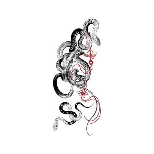 ARYU Dunkles System Schlange Knochen PersöNlichkeit Flamme GroßEs Bild Wasserdicht Tattoo-Aufkleber FüR MäNner Und Frauen von ARYU