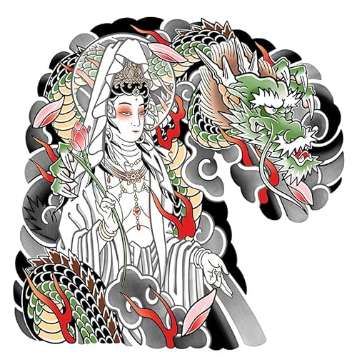 ARYU Half Armor Color Tattoo Sticker Totem Chest Armor Long Lasting Social Flower Chest Tattoo Flower Armor Men And Women Tattoo Waterproof Sticker von ARYU