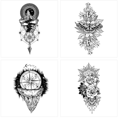 ARYU 4PCS Beautiful Arm Herbal Juice Tattoos - Wasserdicht und langlebig, nicht-reflektierende Körperkunst für Männer und Frauen |Genießen Sie einen lang anhaltenden semi-permanenten Stil!-Mixed von ARYU