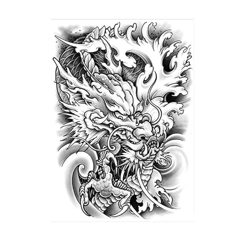 ARYU volle Rücken pflanzliche Tattoo Aufkleber Männer langlebig wasserdicht Simulation Drachen semi-permanente Persönlichkeit nicht reflektierende High-End-Tattoo-Aufkleber 34X48cm von ARYU
