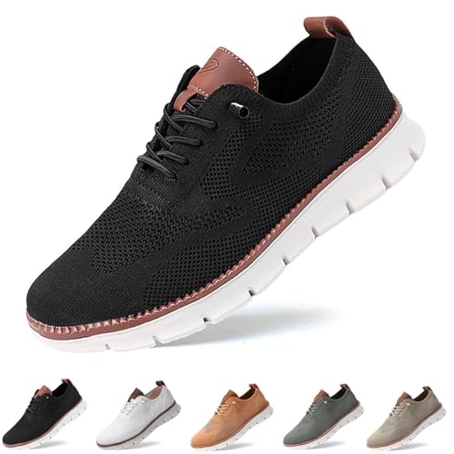 ARZARF Wearbreeze-Schuhe for Herren, Bootsschuhe for Hineinschlüpfen mit Fußgewölbeunterstützung, Sneakers, Oxfords, Business-Casual-Wanderschuhe, Tennis (Color : Black, Size : 9) von ARZARF