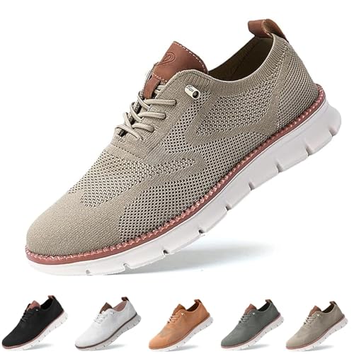 ARZARF Wearbreeze-Schuhe for Herren, Bootsschuhe for Hineinschlüpfen mit Fußgewölbeunterstützung, Sneakers, Oxfords, Business-Casual-Wanderschuhe, Tennis (Color : Khaki, Size : 10) von ARZARF