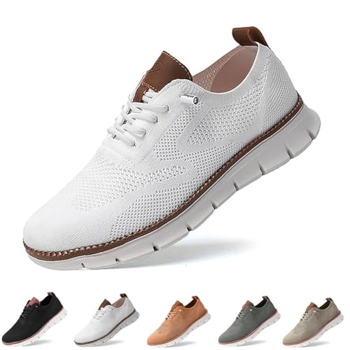 ARZARF Wearbreeze-Schuhe for Herren, Bootsschuhe for Hineinschlüpfen mit Fußgewölbeunterstützung, Sneakers, Oxfords, Business-Casual-Wanderschuhe, Tennis (Color : White, Size : 10) von ARZARF