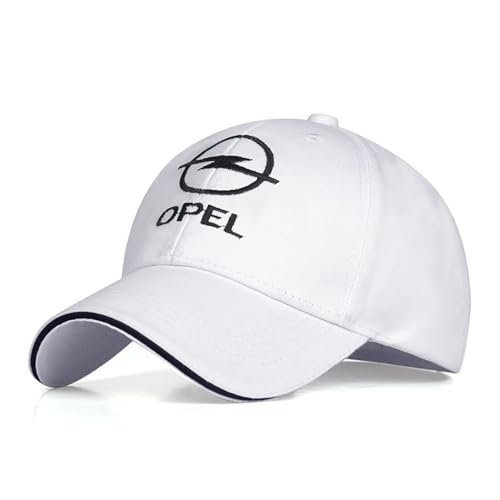 Auto-Baseballkappe,für Opel Mokka B X Mokka Monterey Omega B Signum Tigra B TwinTop Tigra A Car Männer Frauen Verstellbare Baseball Cap Mütze Casual Sport Cap Outdoor Sonnenmütze,White von ARZARF