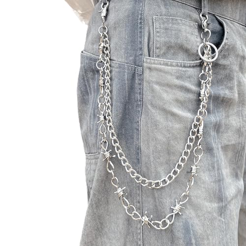 ARZASGO Uni Punk Ketten für Hosen, robuste Gürtelketten Hip Hop Hosen Jeans Kette mit Karabinerverschlüssen für Geldbörse Schlüssel, Lang gedreht, Lange ARZASGO Uni Punk Ketten für Hosen, robuste Gürtelketten Hip Hop Hosen Jeans Kette mit Karabinerverschlüssen für Geldbörse Schlüssel, Lang gedreht, Lange von ARZASGO