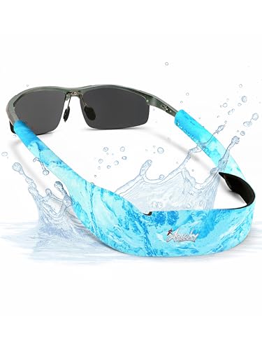 ARiety Sport Brillenband schwimmfähig – Neopren Sportband verstellbar für Surfen, SUP, Segeln & Angeln | Sicherer Halt für Sport- & Sonnenbrille, dünne bis große Bügel (Türkis Camouflage) von ARiety