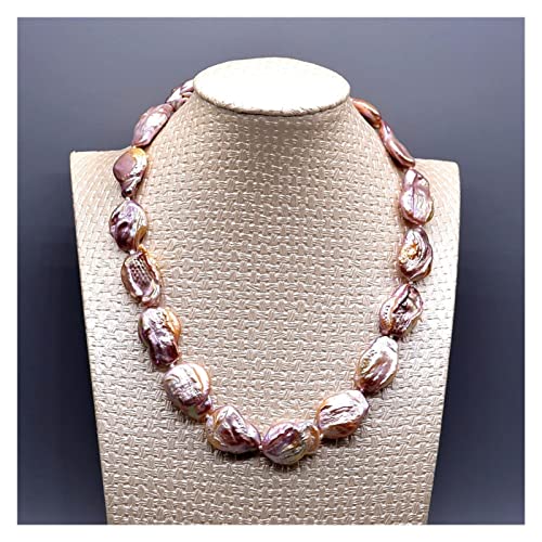 ARrase Ketten für Damen Glamour Lila Halskette, Einzigartige Lila Barockperle, Münzform, Übertriebene Damenhalskette erfüllen (Color : Purple, Size : 43cm) von ARrase