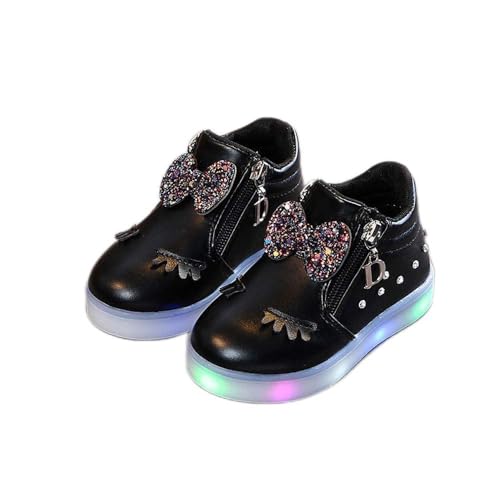 ARtray Babyschuhe 17 Kids Luminous LED Bowknot Crystal Infant Babyschuhe Mädchen Sport Boots Babyschuhe Lederlaufschuh Baby (Black, 22) von ARtray