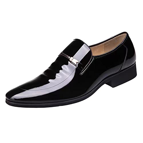 ARtray Bommel Herren Schuhe 42 Schwarz Klassischer Stil Herrenschuhe Mode Metallstreifen Dekoration Business Casual Tip Toe Lederschuhe Schuhe Herren Wasserdicht Hoch (Black, 41) von ARtray