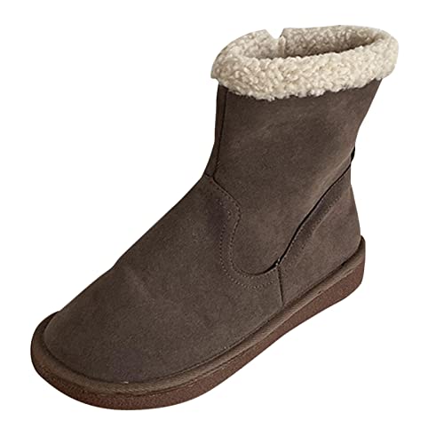 ARtray Damen Winterstiefel Warm Baumwolle GefüTtert Schneestiefel Bequeme Flache Schuhe Fashion GemüTlich Kurze Stiefel Mit Seitlicher ReißVerschluss Round-Toe Retro Freizeitschuhe Best Fitting von ARtray