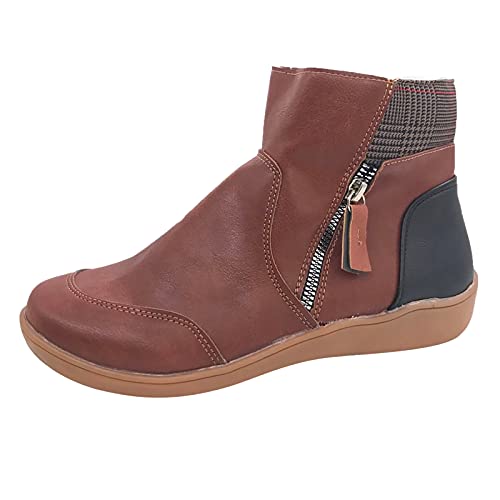 ARtray Diabetiker Schuhe Damen Winter Extra Weit Warm Samt GefüTtert Schneestiefel Weich Dicke Sohle Bequeme BarfußSchuhe Mit Seitlicher ReißVerschluss Retro Vielseitige Kurze Stiefeletten von ARtray
