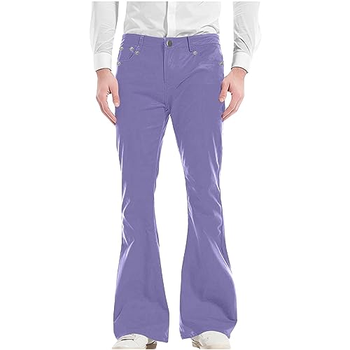 ARtray Hose Anzug Schwarz Herren Mode für Herren, lässig, einfarbig, Taschenanzug, Hose, Schlaghose, Freizeithose Hose Übergrößen Herren (Purple, XXL) von ARtray