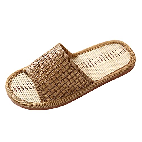 ARtray Schuhe Silber Damen Ballerina Pantoffel Rattan Flip Flops Haushalt Rutsch Bad Spa Sandale Hausschuhe für Frauen Männer Pflege Schuhe Damen (Brown, 36-37) von ARtray