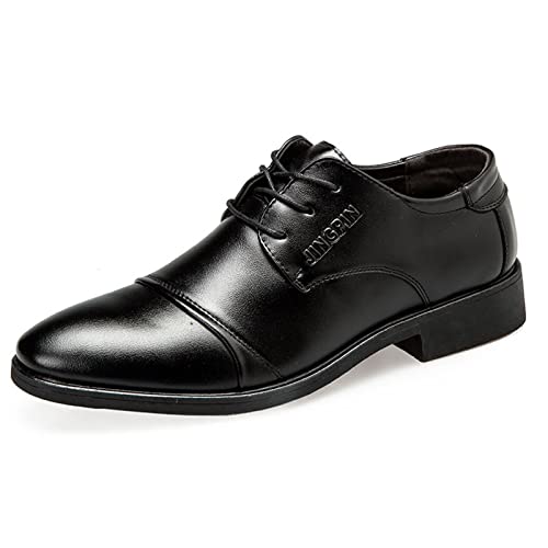 ARtray Schuhfüller Für Zu Große Schuhe Herren Mode Sommer und Herbst Herren Lederschuhe Low Heel Spitzschuh Lace Up Einfarbig Einfach Britischer Stil Schuhe Herren Blau 43 (Black, 43) von ARtray