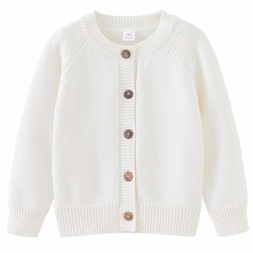 ARtray Strickpullover Mädchen 140 Strickjacke für Kleinkinder, Jungen und Mädchen, Herbst/Winter, einfarbig, Strickjacke, Party, Geburtstag, Schule Strickjacke Für Mädchen (White, 3-4 Years) von ARtray