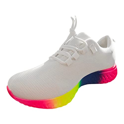 Damen-Laufschuhe, Netzstoff, atmungsaktiv, weite Passform, bunt, klobig, Plateau, Keilabsatz, Übergröße, modisch, leicht, Tennis, Sportschuhe, Outdoor, Fitness, Joggen, weiß, 38.5 EU von ARtray