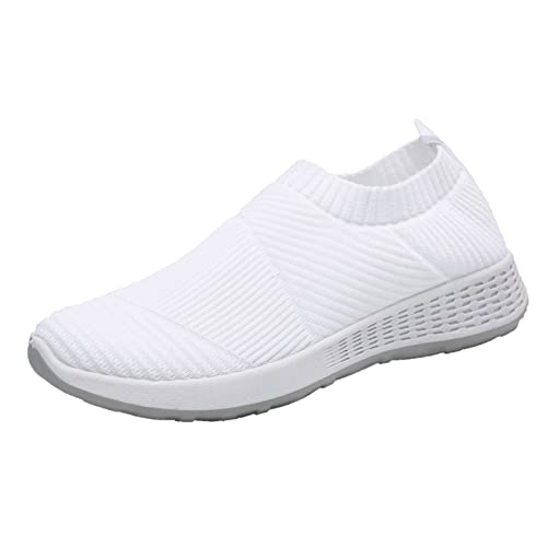 Damen-Schlupfschuhe, Netzstoff, Sommer, Laufschuhe, atmungsaktiv, weite Passform, Turnschuhe, Trainingsschuhe, leichte Outdoor-Sneaker, leichte Tennis-Sportschuhe, klassische Passform, weiß, 37.5 EU von ARtray