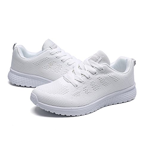 Damen-Turnschuhe, athletische Laufschuhe, Slipper, leichte Wanderschuhe, hohe Traktionssohle, Wanderschuhe, atmungsaktive Jogging-Sneaker mit Schnürung, Outdoor, flache Schuhe für Trekking, weiß, 36 von ARtray