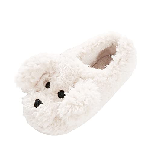 Damen Winter Niedliche Tier Hausschuhe 3D Mode Kleine Hund Weiche Schuhe Warme Plüsch Dicke Sohle Rutschfeste Hausschuhe Gemütliche Breite Kinder Hausschuhe Casual Smart Weihnachten Haus Party Schuhe, von ARtray