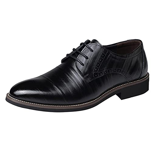 Herren Derbys Formale Schuhe Spitze Zehe Leder Oxfords Schuhe Casual Comfy Business Schuhe Low Heel Pendler Büro Walking Schuhe Slip On Fahren Anzug Schuhe für Lager Deals Clearance, Schwarz , 42.5 EU von ARtray
